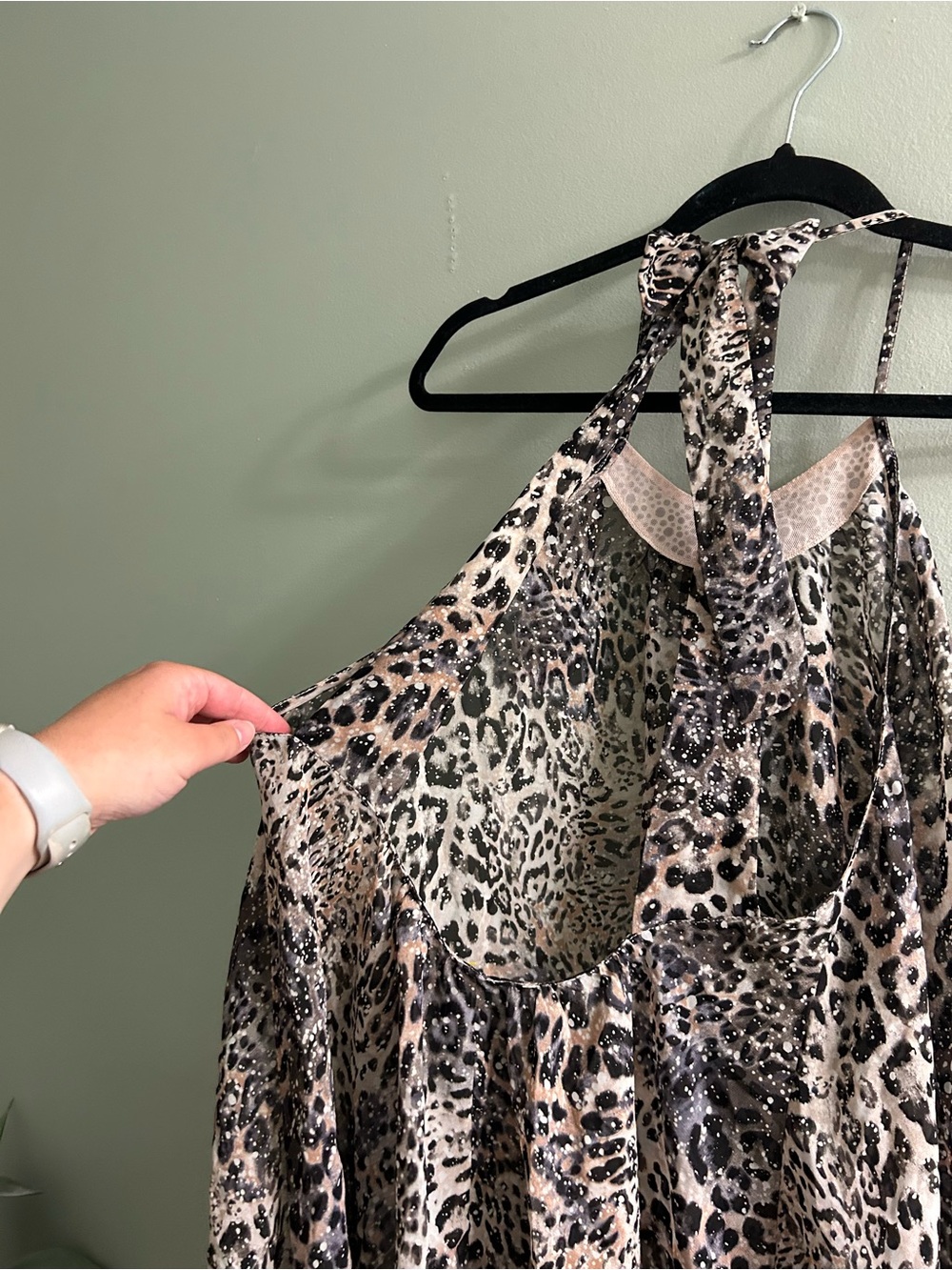 NWOT Victoria’s Secret Y2K animal print bedazzled tie back lingerie slip - Picture 4 of 11